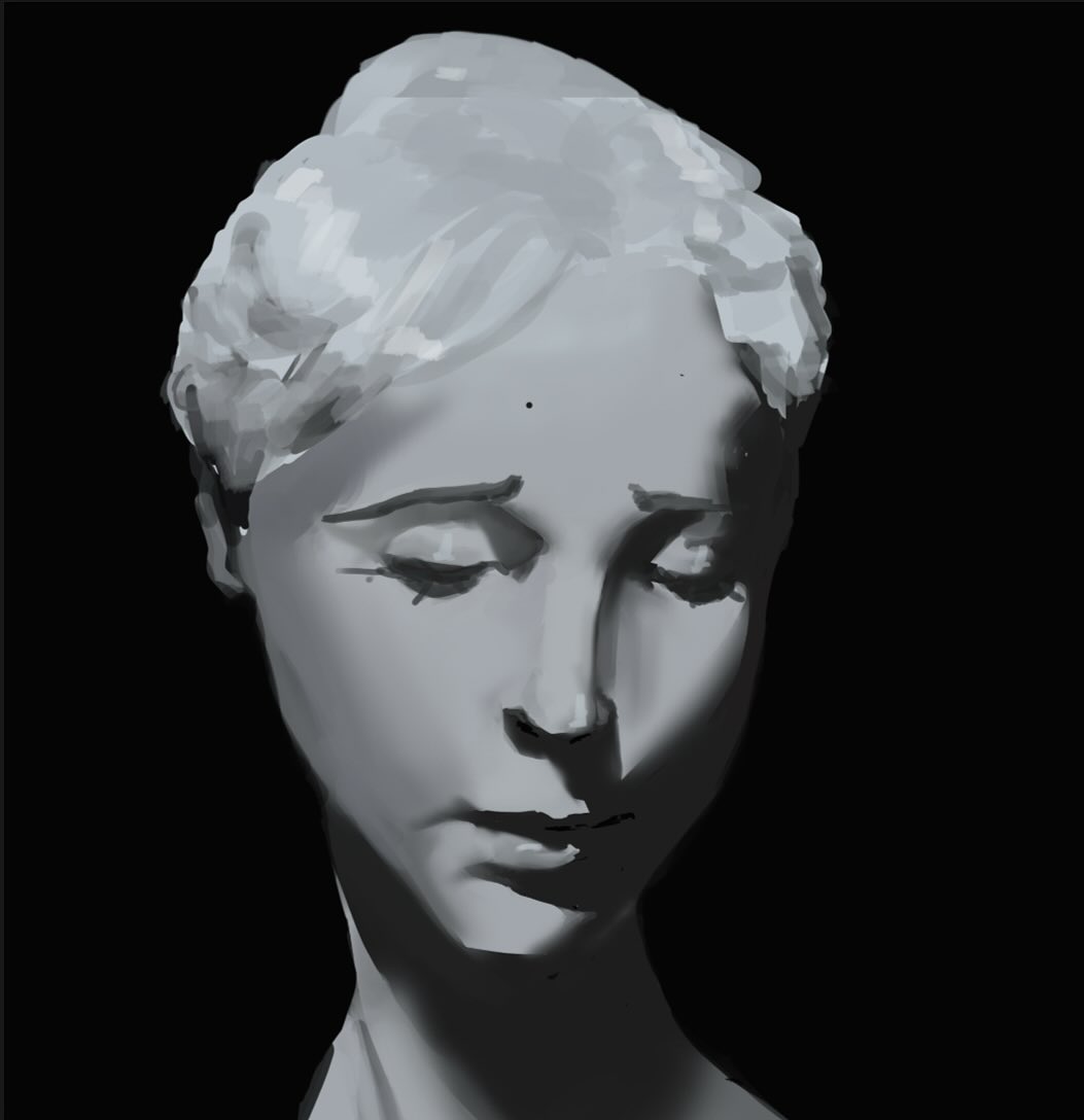Greyscale digital study of a classical sculpted head