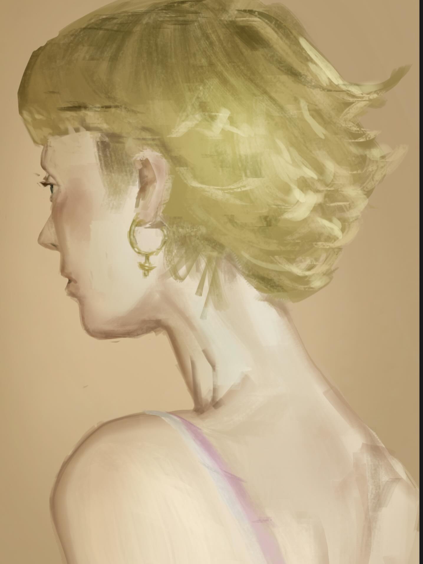 Softly painted blonde side profile study